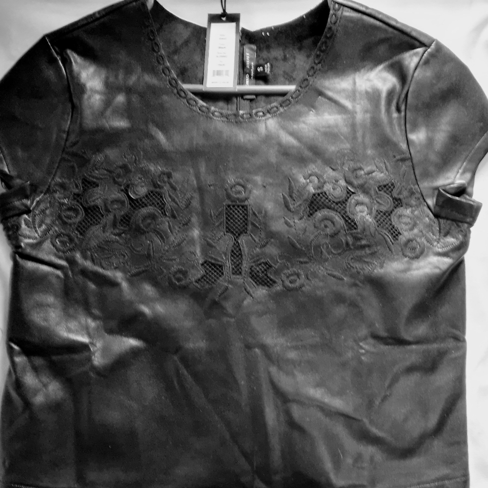 Leather top, embroidered and lined